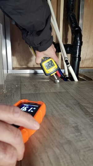 Moisture readings taken with two different moisture meters as seened in the pictures on https://www.peerreviewedproducts.com